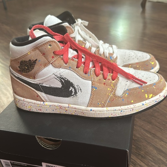 JORDAN 1 MID SE 'BRUSHSTROKE PAINT SPLATTER - Men's 8 - Picture 9 of 13